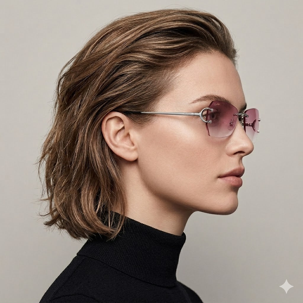 Cartier Piccadilly CT00920 Silver Rimless Sunglasses 55-19-140 France C Decor