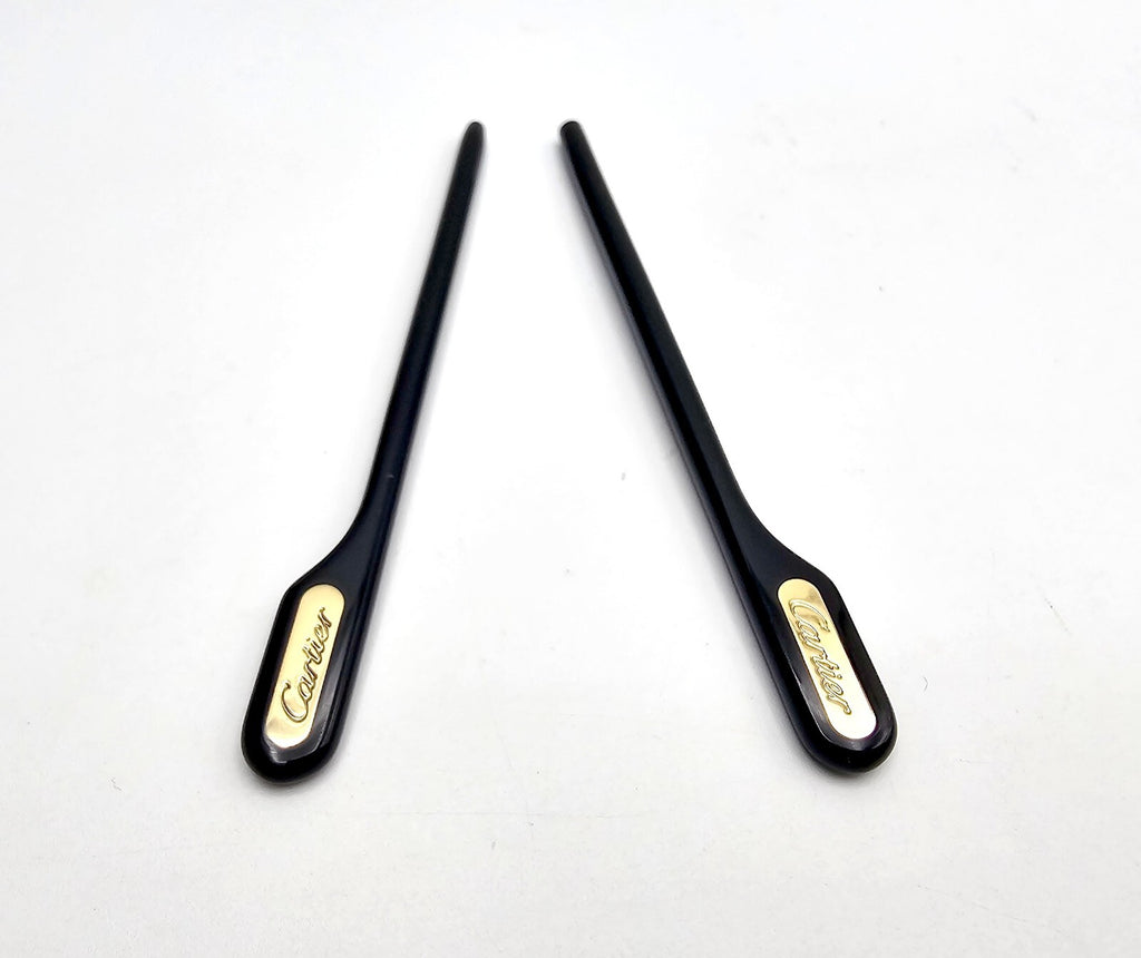 Authentic Cartier Gold/Black Temple Tips Replacement (1 Pair / 2 Pieces)