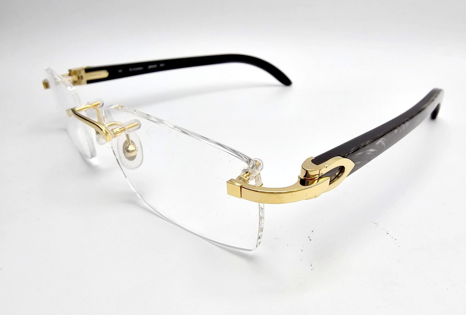 Authentic Cartier Black Buffalo Horn Glasses CT00490 Gold Unisex Luxury Eyewear