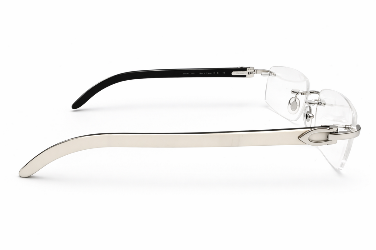 New Authentic Cartier Buffalo Horn Silver White Eyeglasses