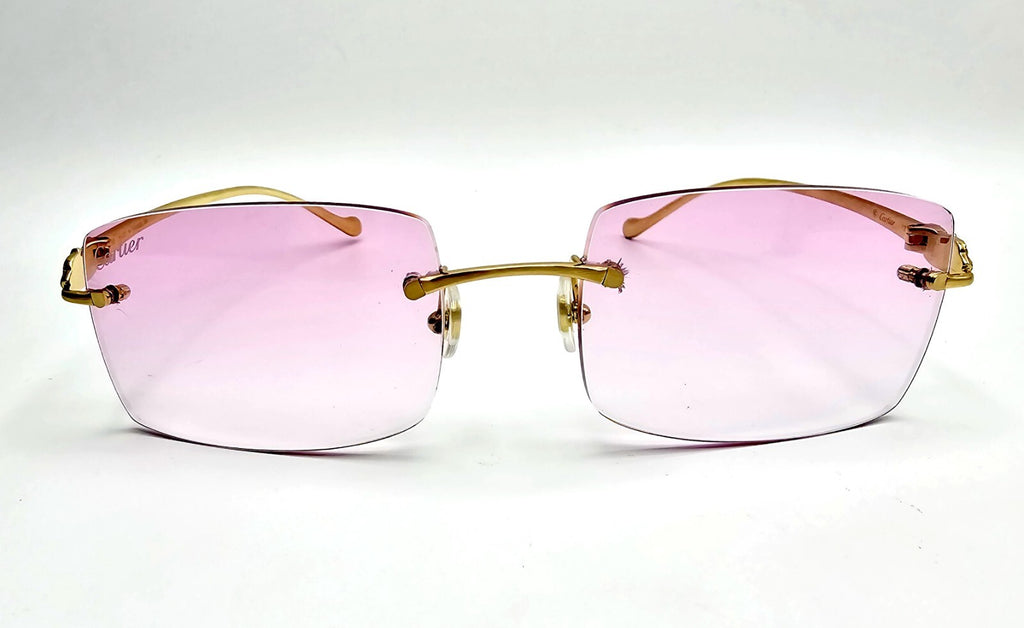 Cartier Rimless Custom Diamond Gold Sunglasses