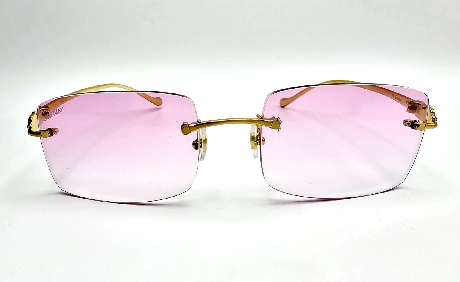 Cartier Rimless Custom Diamond Gold Sunglasses