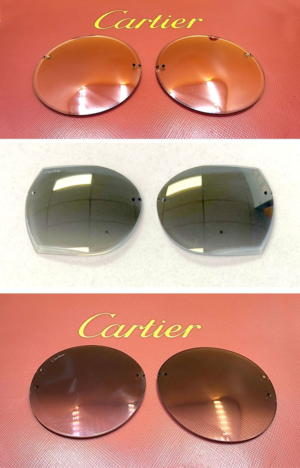 Authentic Cartier Rimless Replacement Lenses Signed Made in France