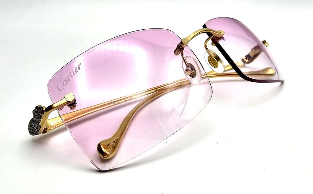 Cartier Rimless Custom Diamond Gold Sunglasses