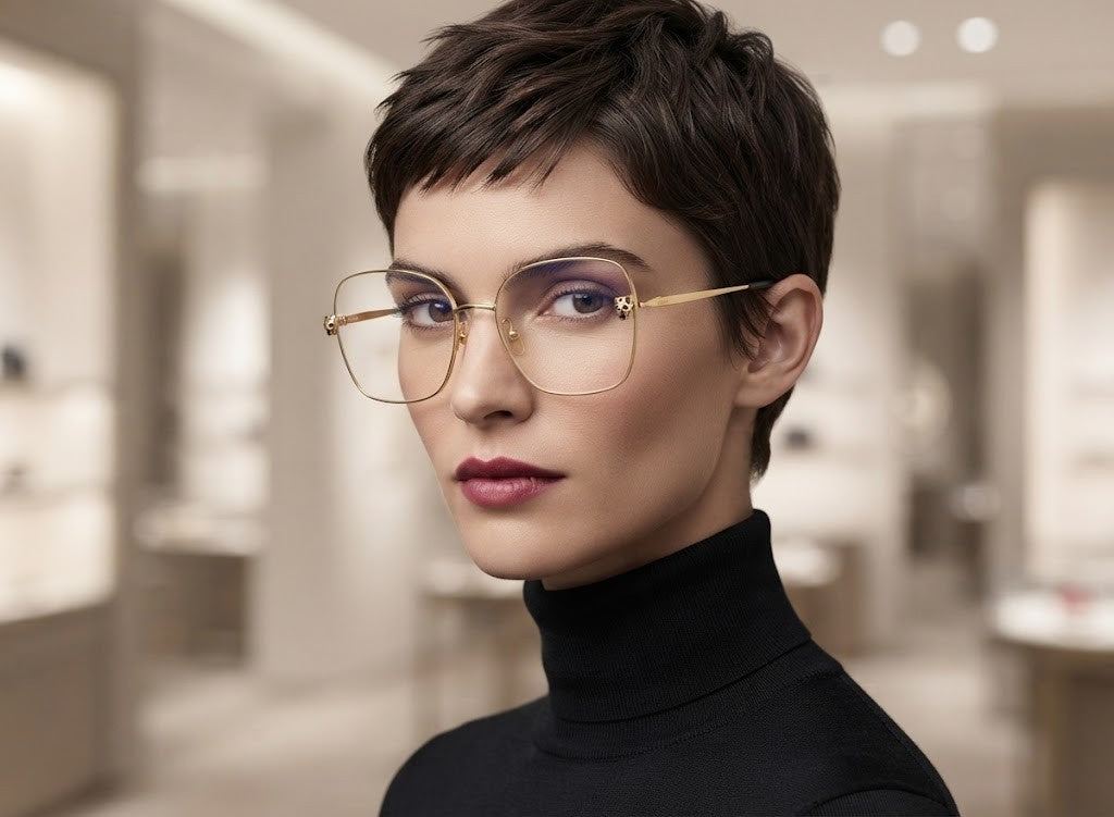 Authentic Panther Gold-Plated Metal Butterfly Eyeglass - Gold/Silver - CT0417O
