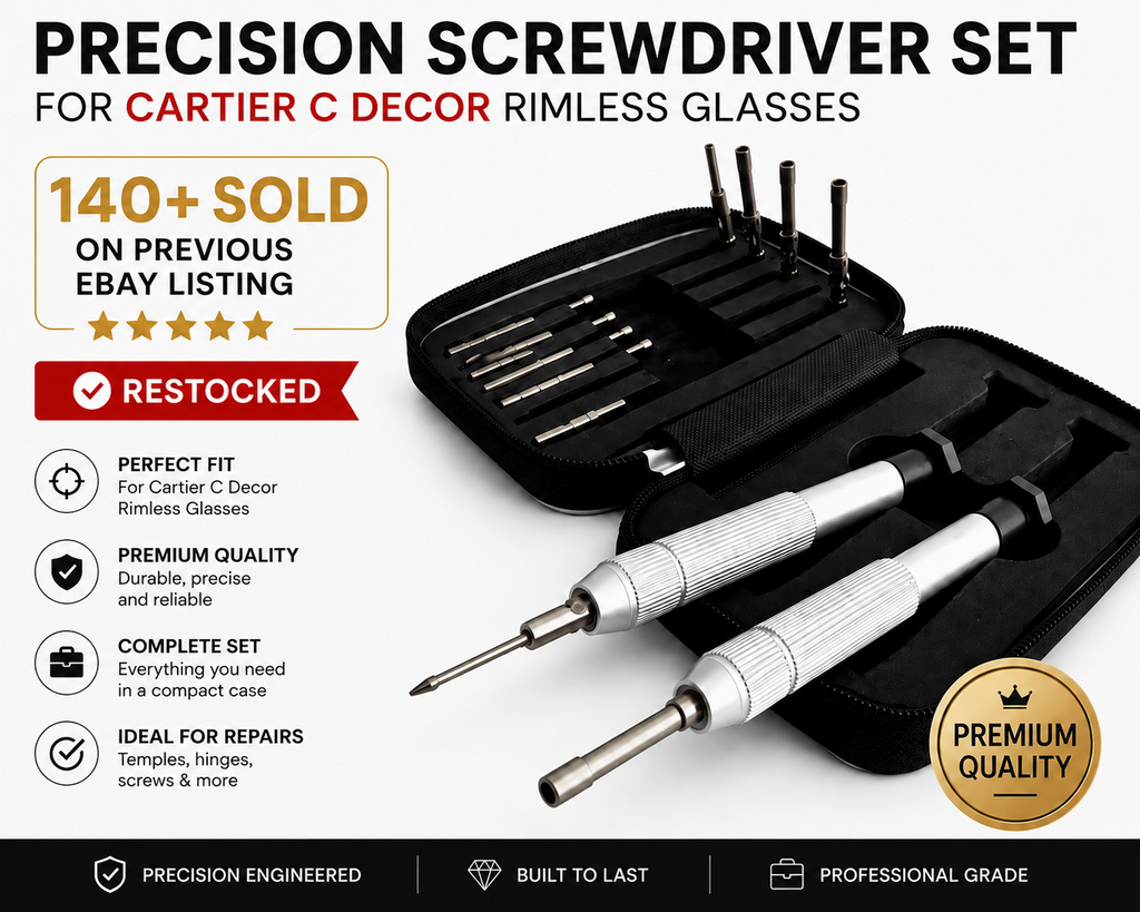 NEW! Precision Screwdriver Set for Cartier C decor Rimless Sunglasses Glasses