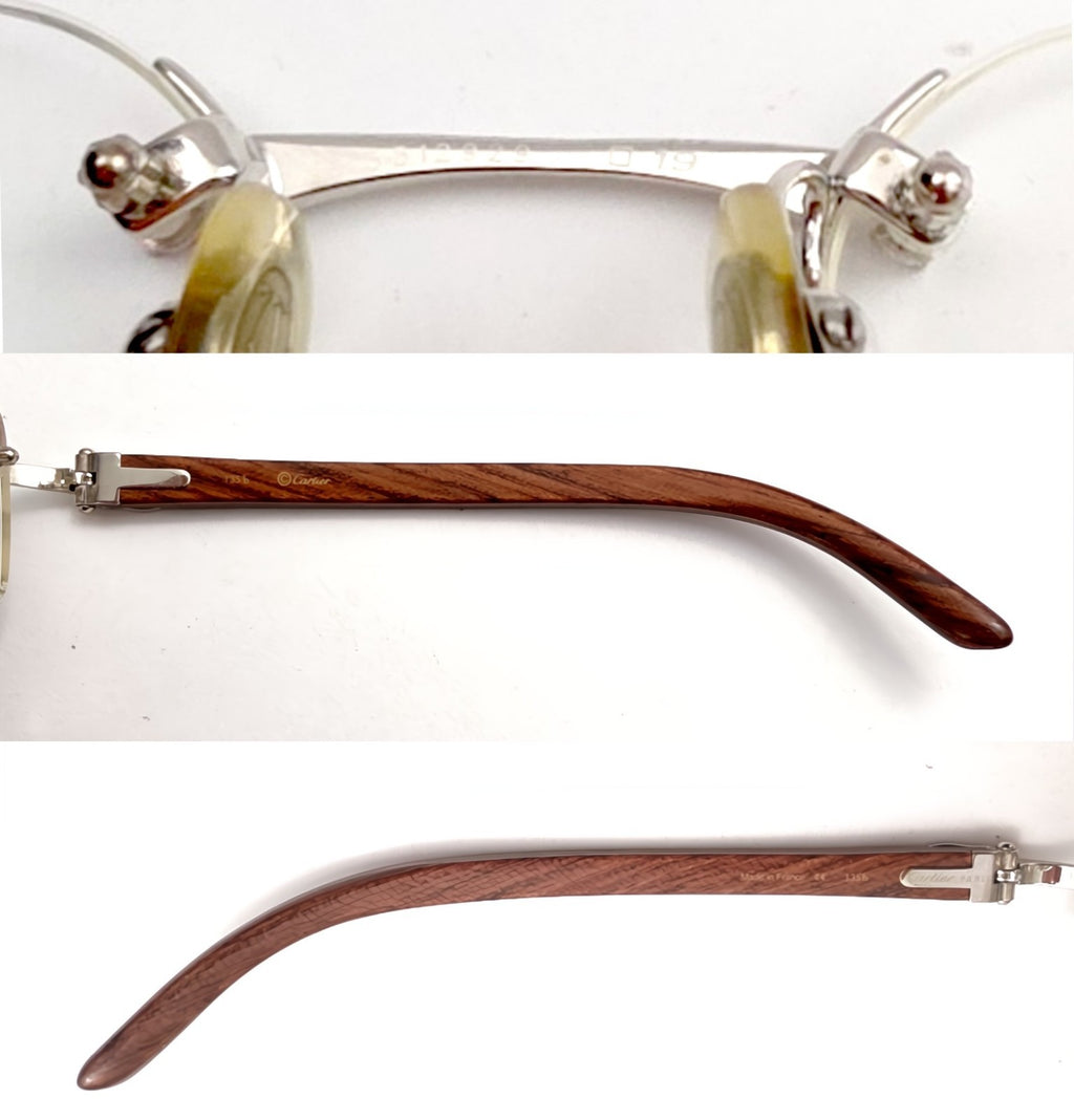 Luxury Vintage Cartier Bubinga Wood Eyewear – Authentic – Made in France