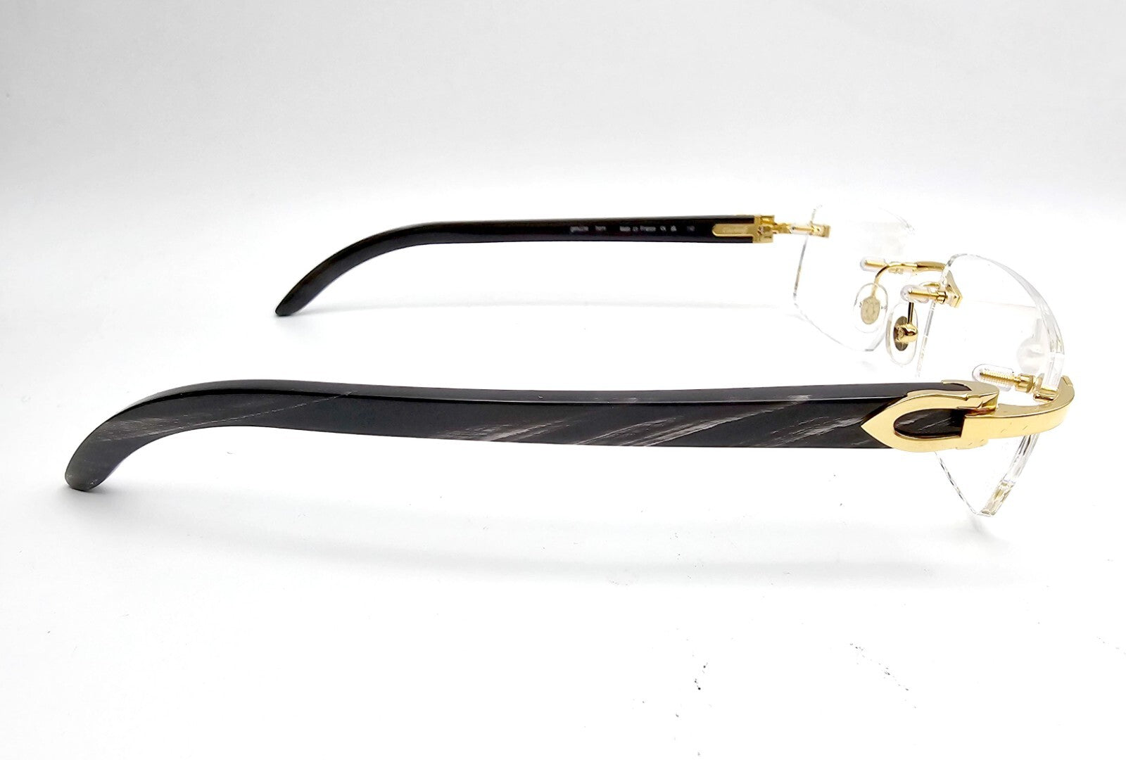 Authentic Cartier Black Buffalo Horn Glasses CT00490 Gold Unisex Luxury Eyewear