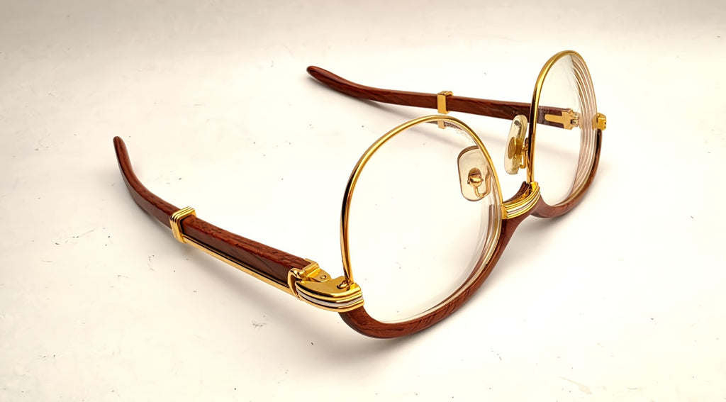 Vintage Cartier Gold Frame Malmaison Wood Glasses