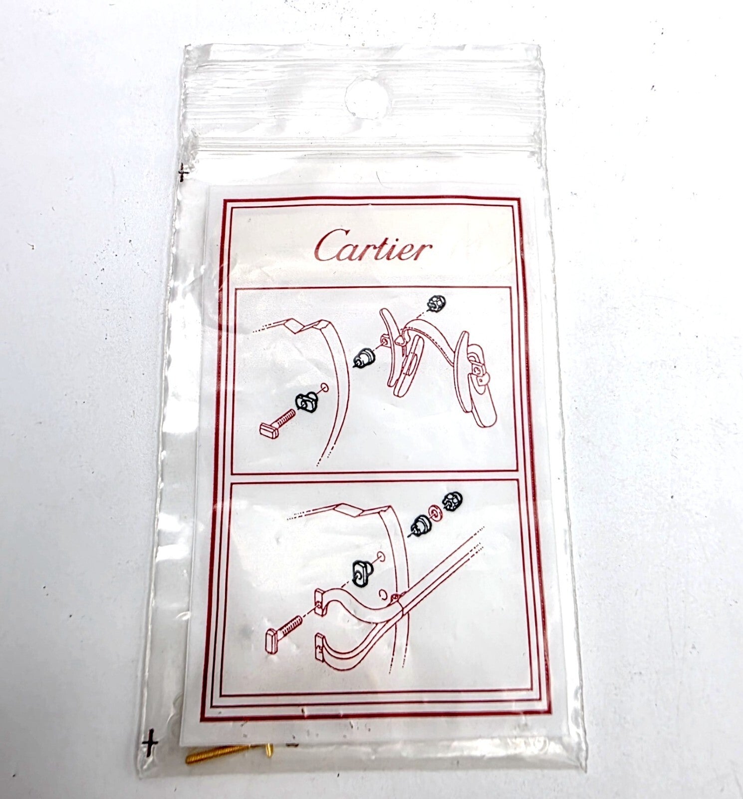 NEW! Auth Curved Rectangle Cartier Screws Full Set - Gold