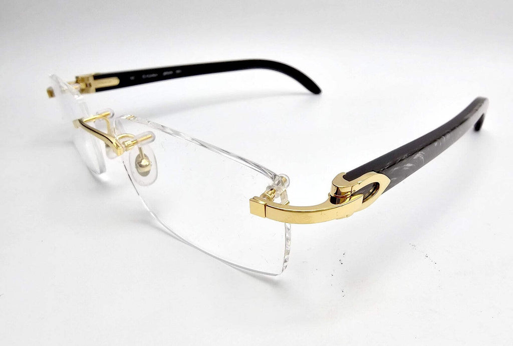 Authentic Cartier Black Buffalo Horn Glasses CT00490 Gold Unisex Luxury Eyewear
