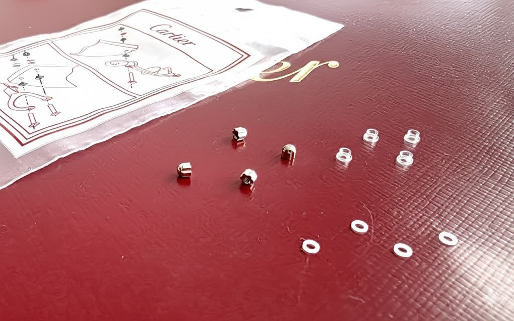 NEW! Auth Cartier Glasses Parts Caps and Bushing  - SILVER - Free Screw Driver