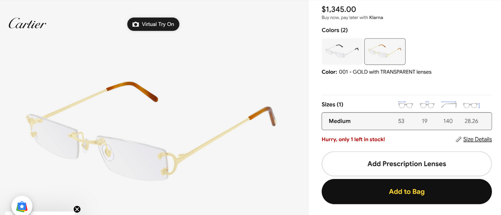 NEW! Cartier Big C Piccadilly Gold Glasses CT0092O