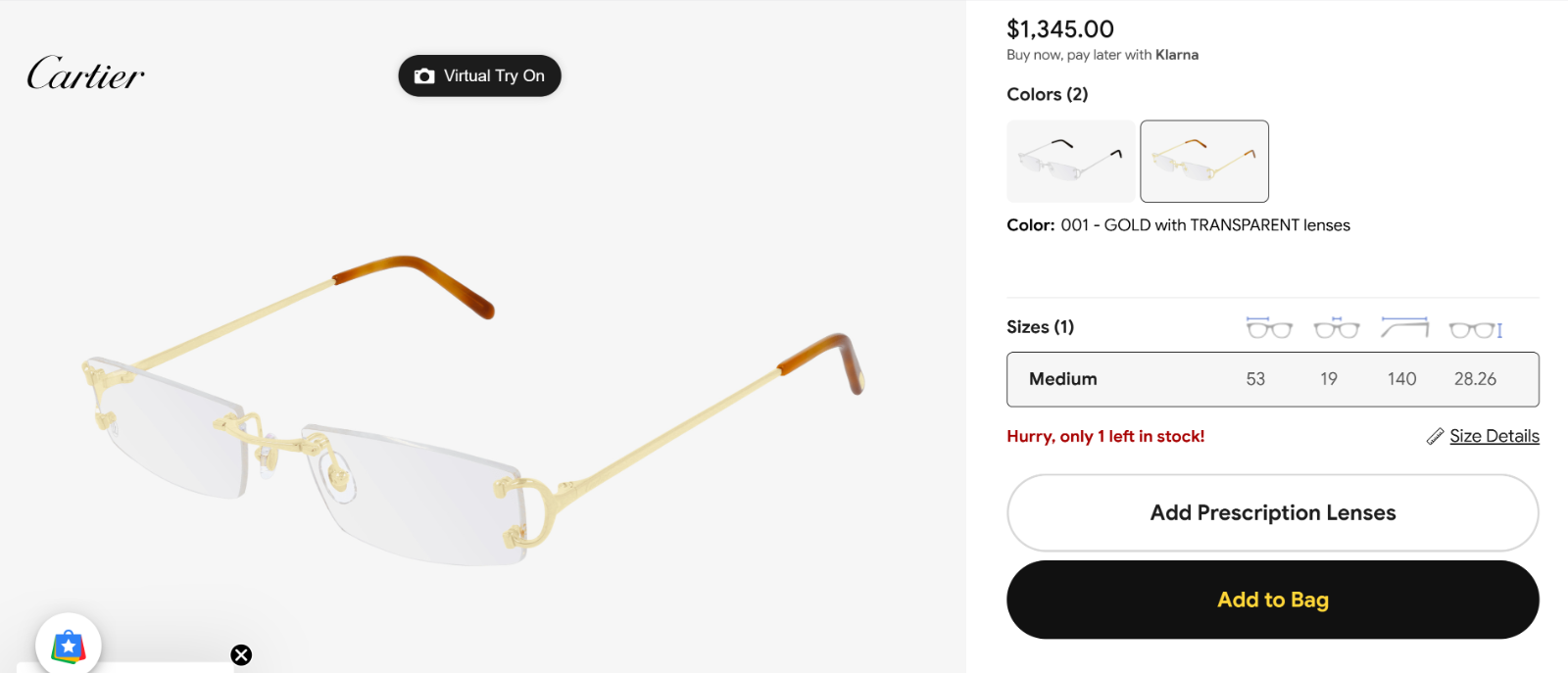 NEW! Cartier Big C Piccadilly Gold Glasses CT0092O