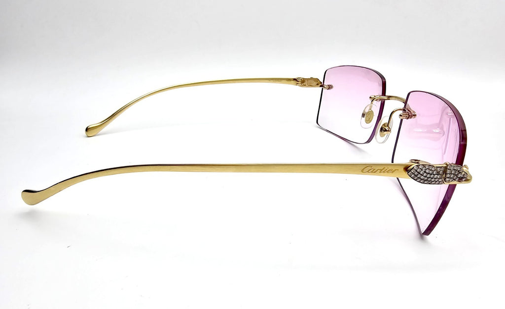 Cartier Rimless Custom Diamond Gold Sunglasses