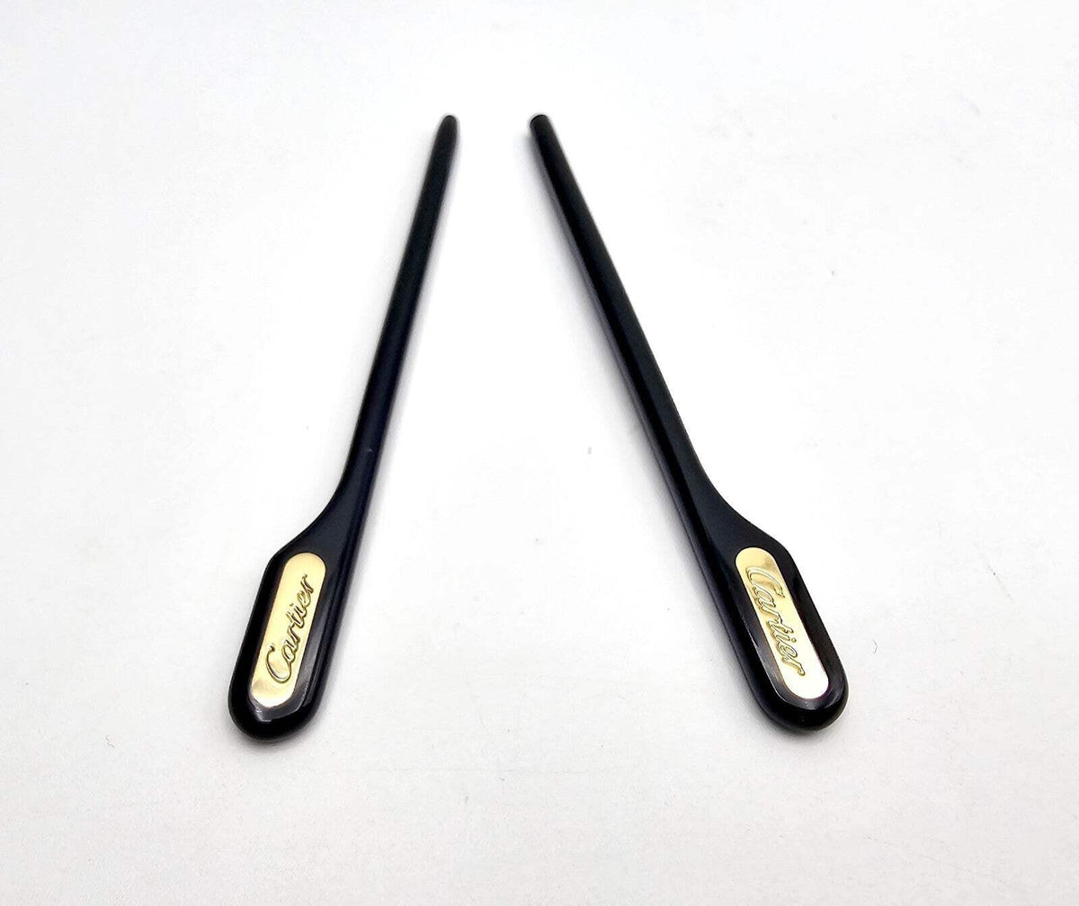 Authentic Cartier Gold/Black Temple Tips Replacement (1 Pair / 2 Pieces)