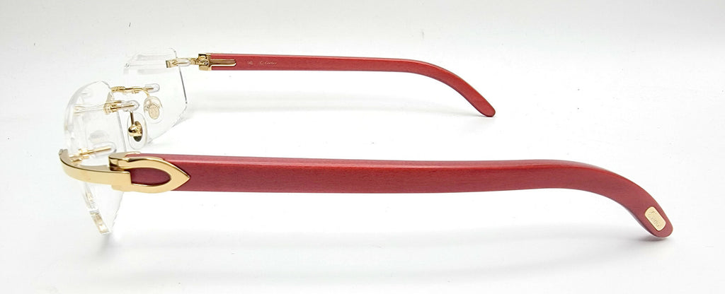 NEW! Cartier Red Wood Gold Glasses CT00520