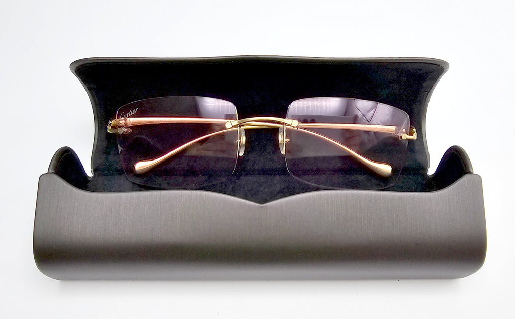 Cartier Rimless Custom Diamond Gold Sunglasses