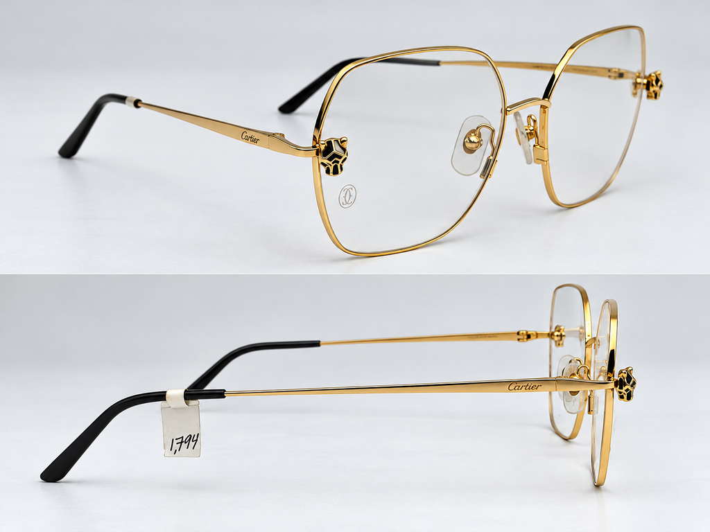 Authentic Panther Gold-Plated Metal Butterfly Eyeglass - Gold/Silver - CT0417O