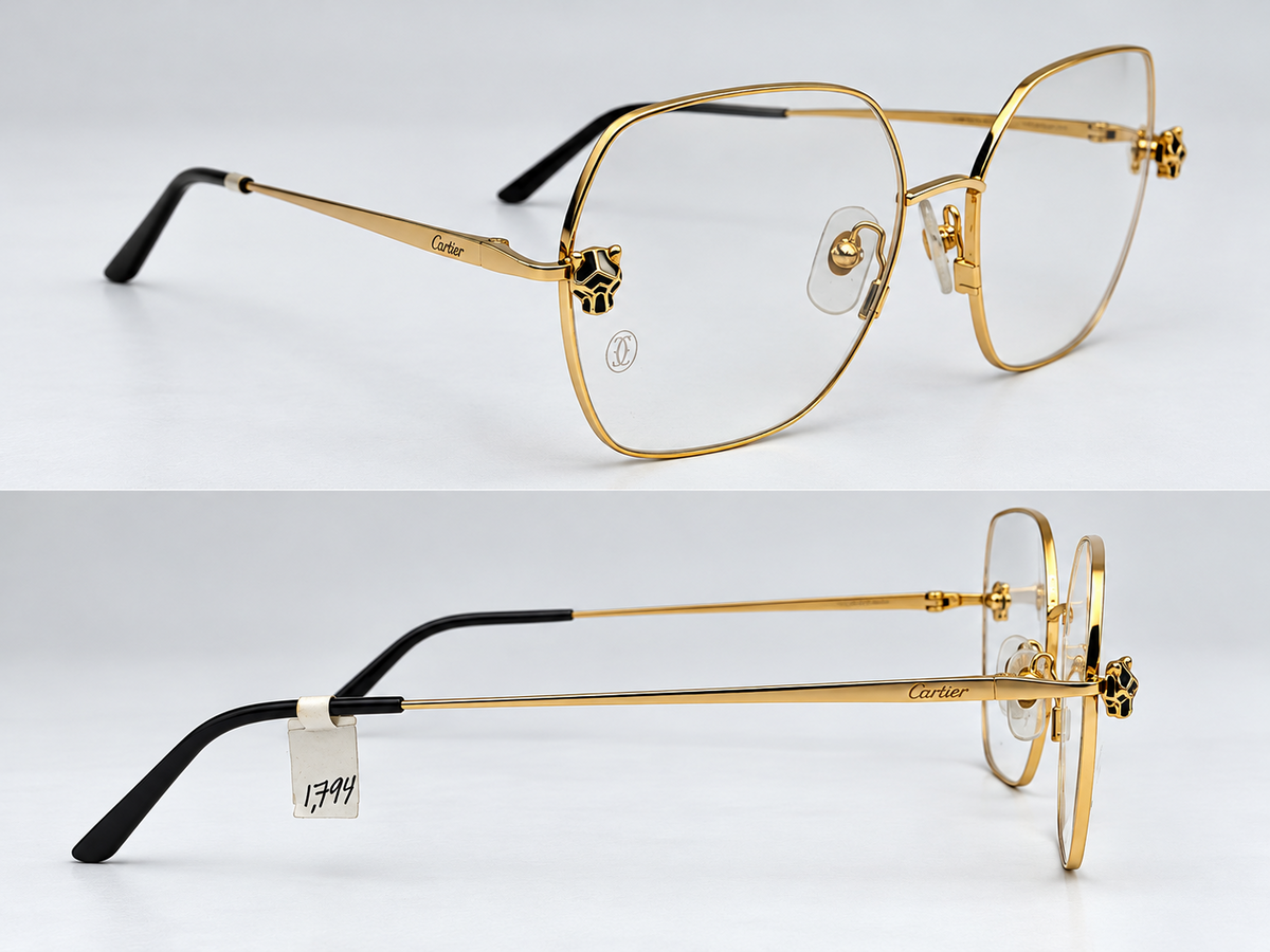 Authentic Panther Gold-Plated Metal Butterfly Eyeglass - Gold/Silver - CT0417O