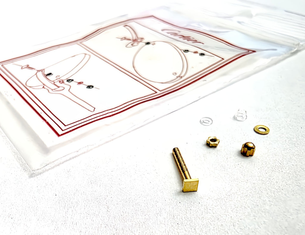 Authentic Cartier Square Screw Caps Gold w/ Washers for Eyeglasses Small