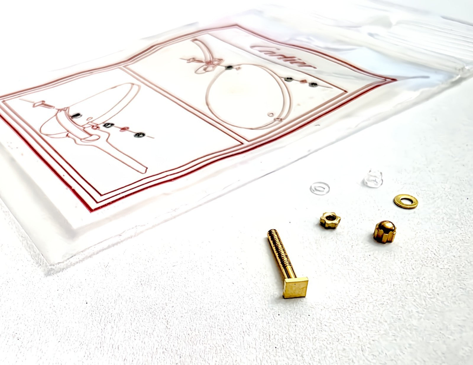 Authentic Cartier Square Screw Caps Gold w/ Washers for Eyeglasses Small