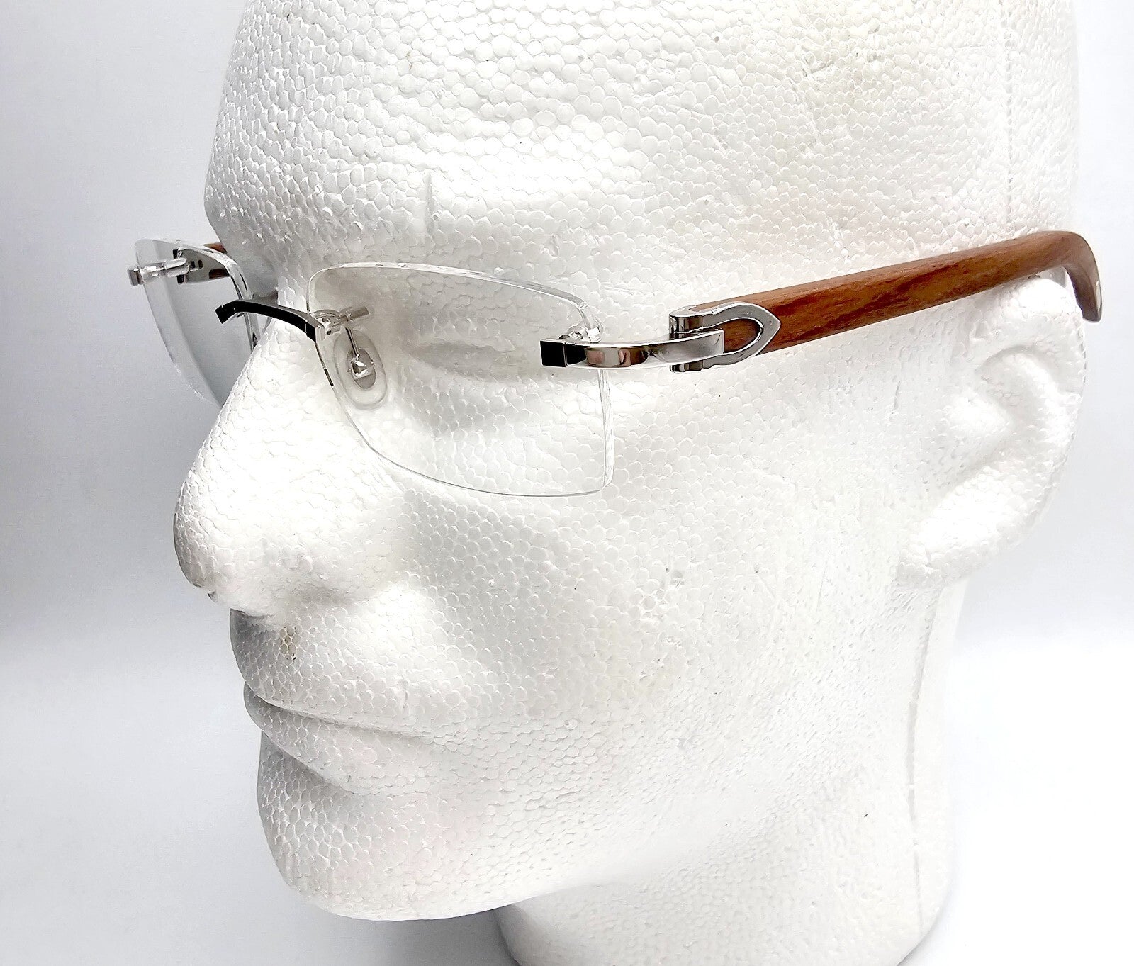 NEW! Authentic Cartier Brown Wood Silver Glasses