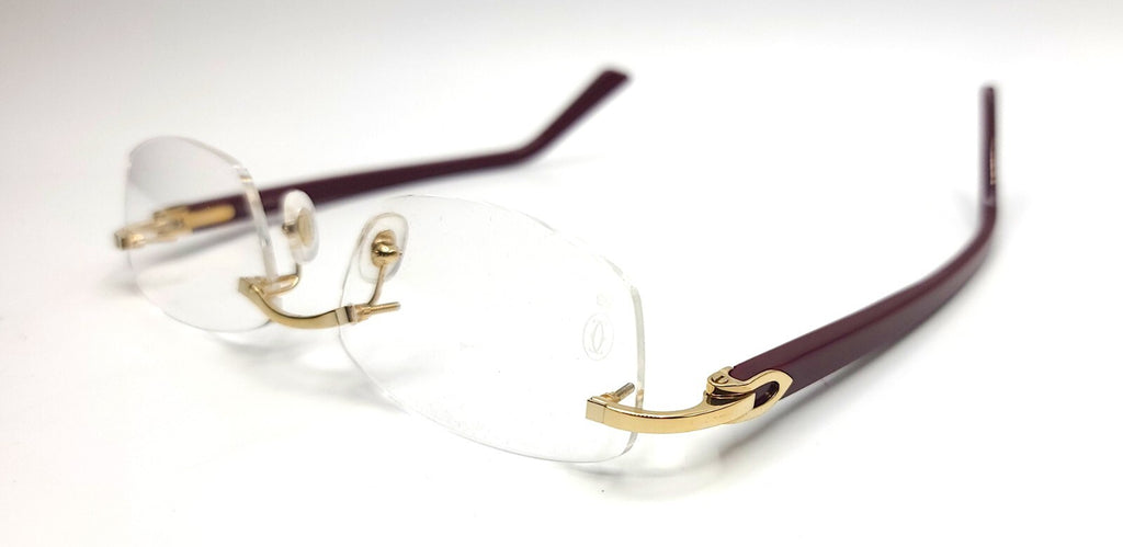 NEW! Cartier Glasses Canazei Burgundy /Gold CT0048O