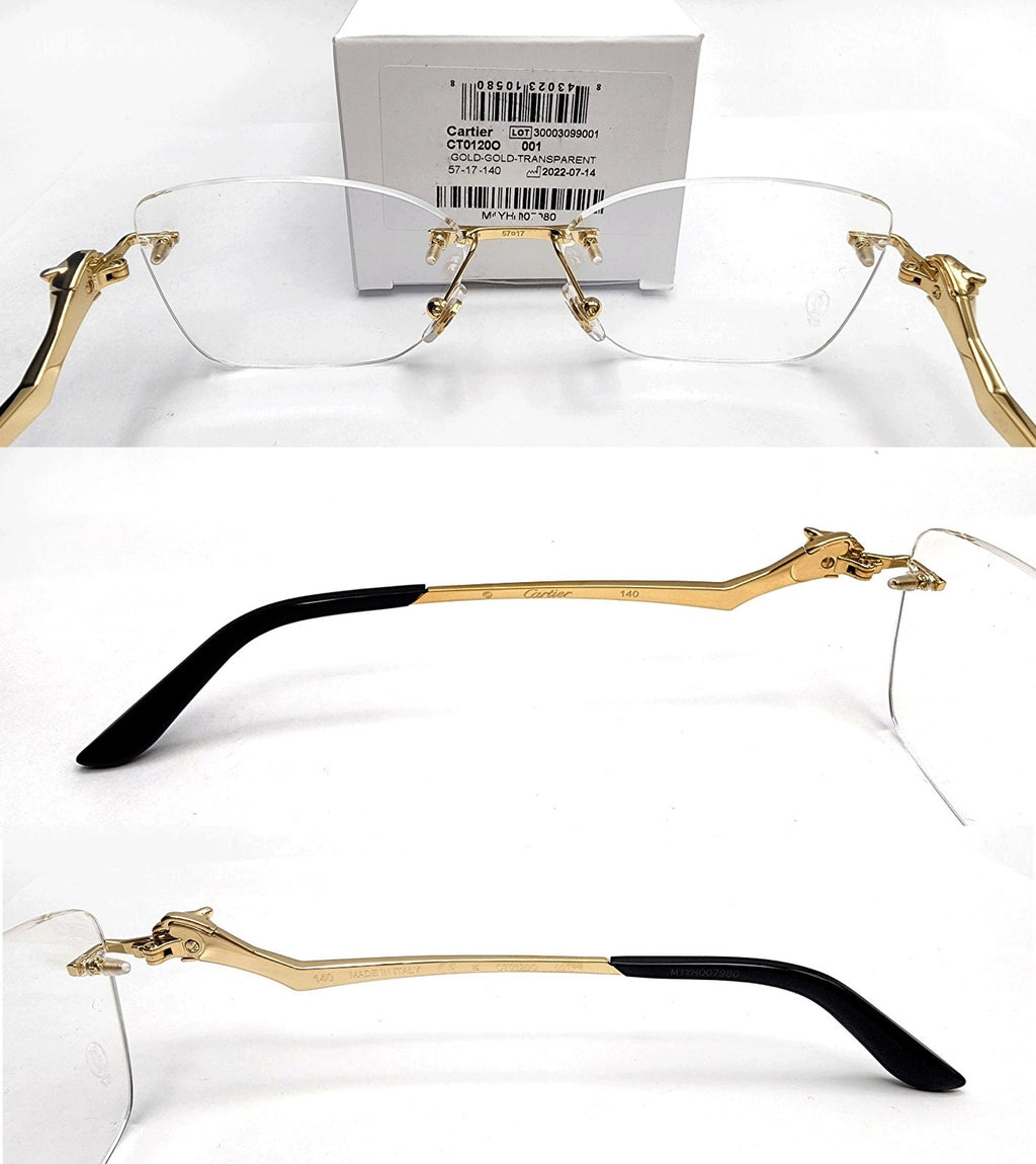 NEW! Auth Cartier Gold Panthere Glasses CT01200