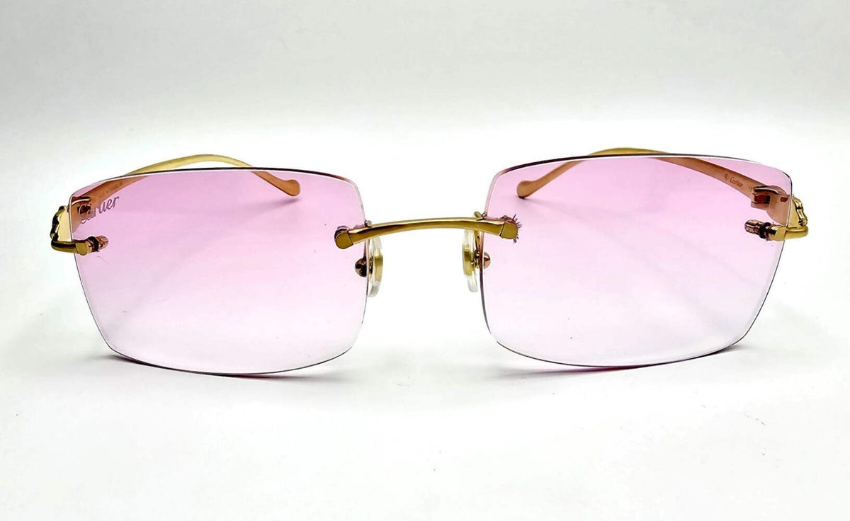Cartier Rimless Custom Diamond Gold Sunglasses