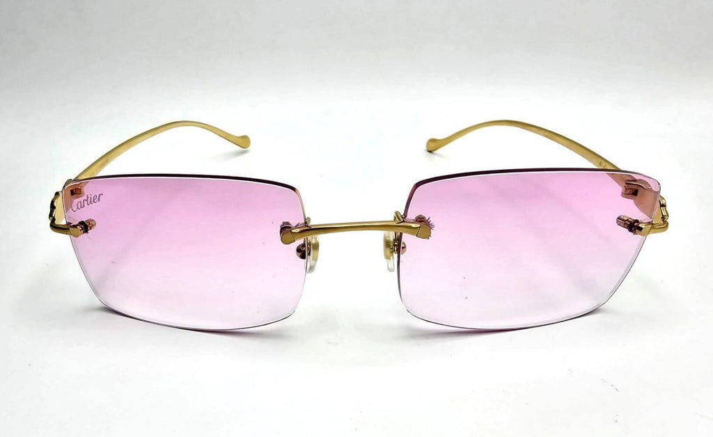 Cartier Rimless Custom Diamond Gold Sunglasses