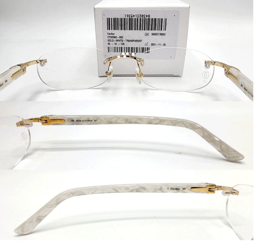 NEW! Cartier Pearl White Syracuse CT0056O Glasses