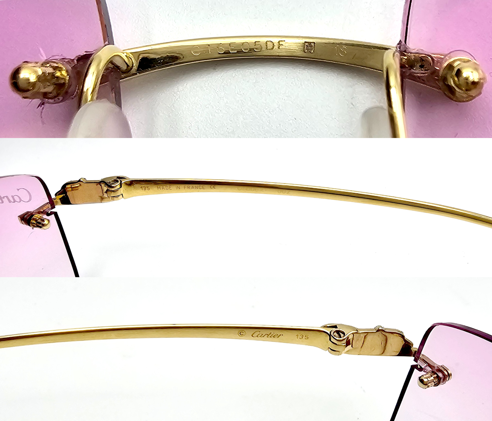 Cartier Rimless Custom Diamond Gold Sunglasses