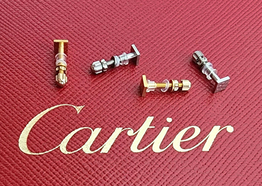New Auth Cartier Square Screw Gold/Silver