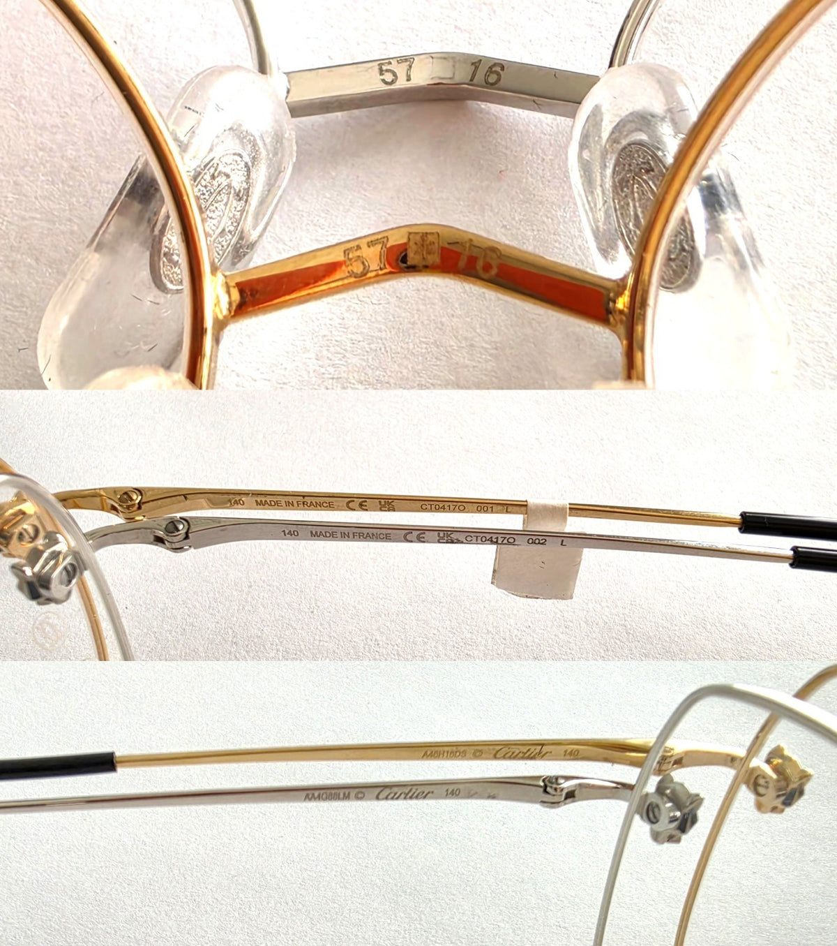 Authentic Panther Gold-Plated Metal Butterfly Eyeglass - Gold/Silver - CT0417O