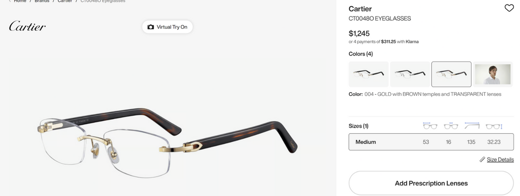 NEW! Cartier Glasses Canazei Tortoise/Gold CT0048O