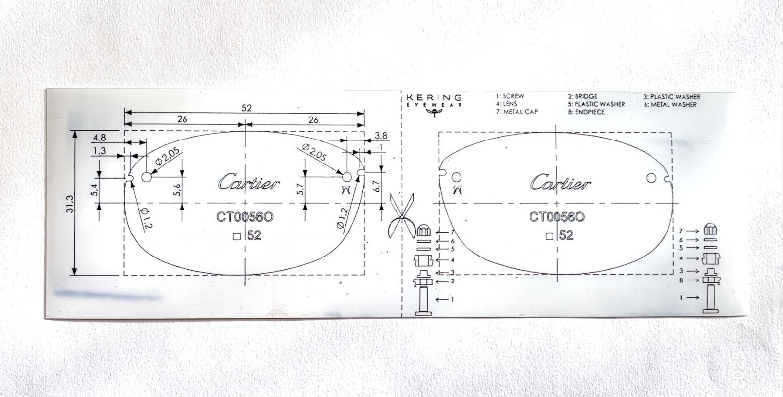 NEW! Cartier Pearl White Syracuse CT0056O Glasses