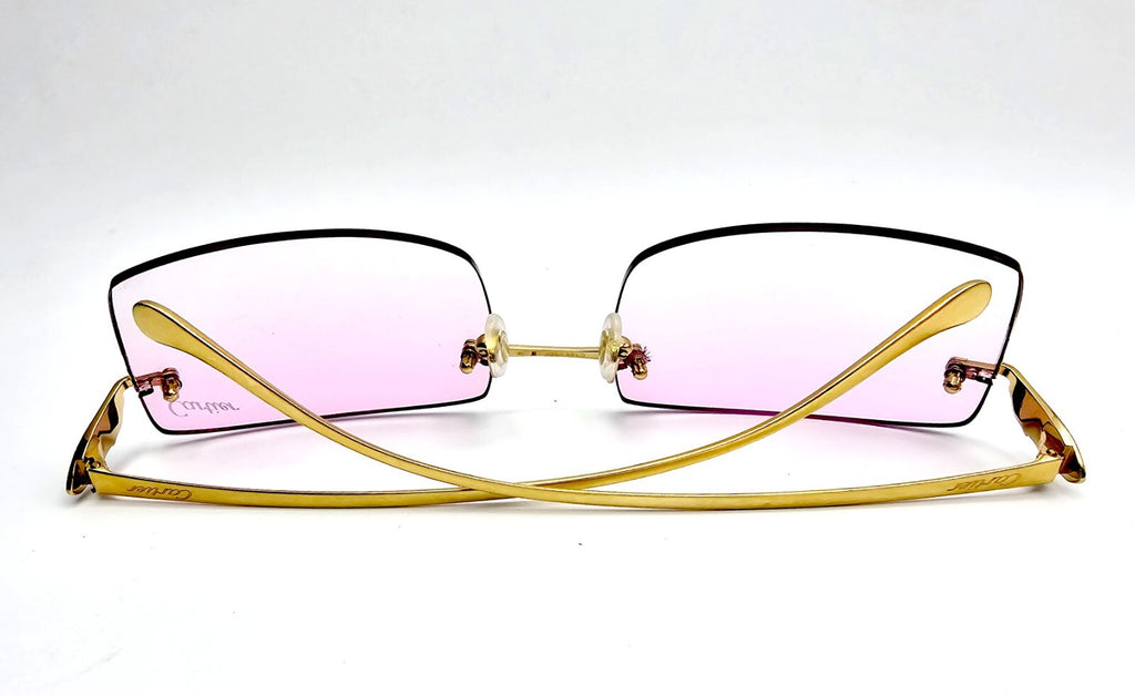 Cartier Rimless Custom Diamond Gold Sunglasses