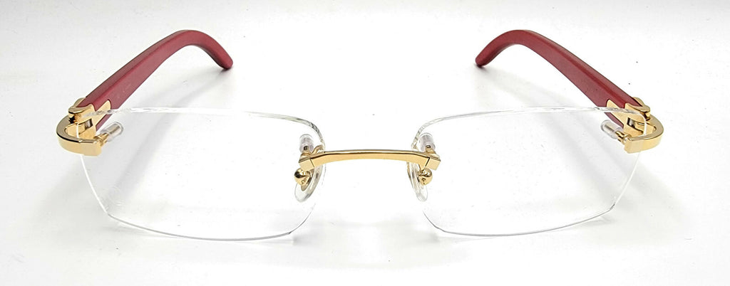 NEW! Cartier Red Wood Gold Glasses CT00520