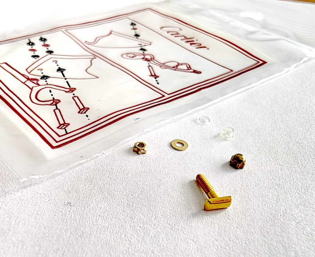 NEW! Curved Rectangle Cartier Screw 1xSet/$39 - Silver/Gold + Free Screwdriver