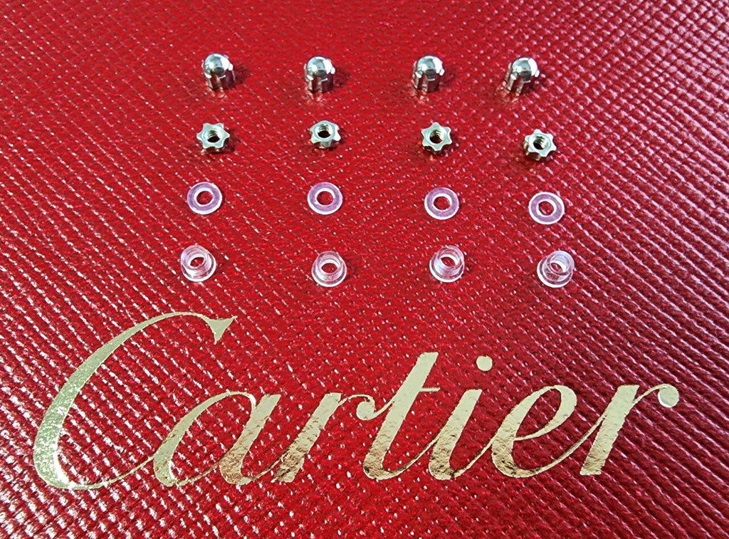 NEW! Auth Cartier Nuts/Caps/Bushing - Gold/Silver + Free Washers