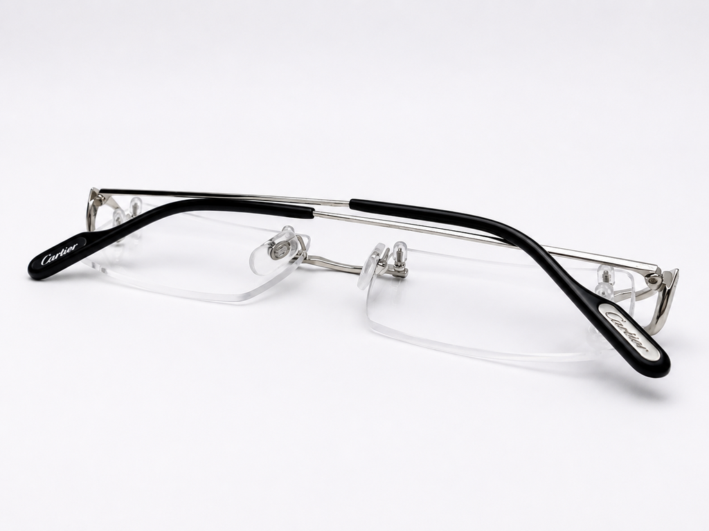 NEW Authentic Cartier CT0344O Silver Geometric Eyeglasses