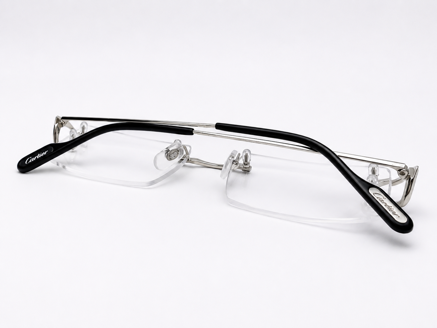 NEW Authentic Cartier CT0344O Silver Geometric Eyeglasses