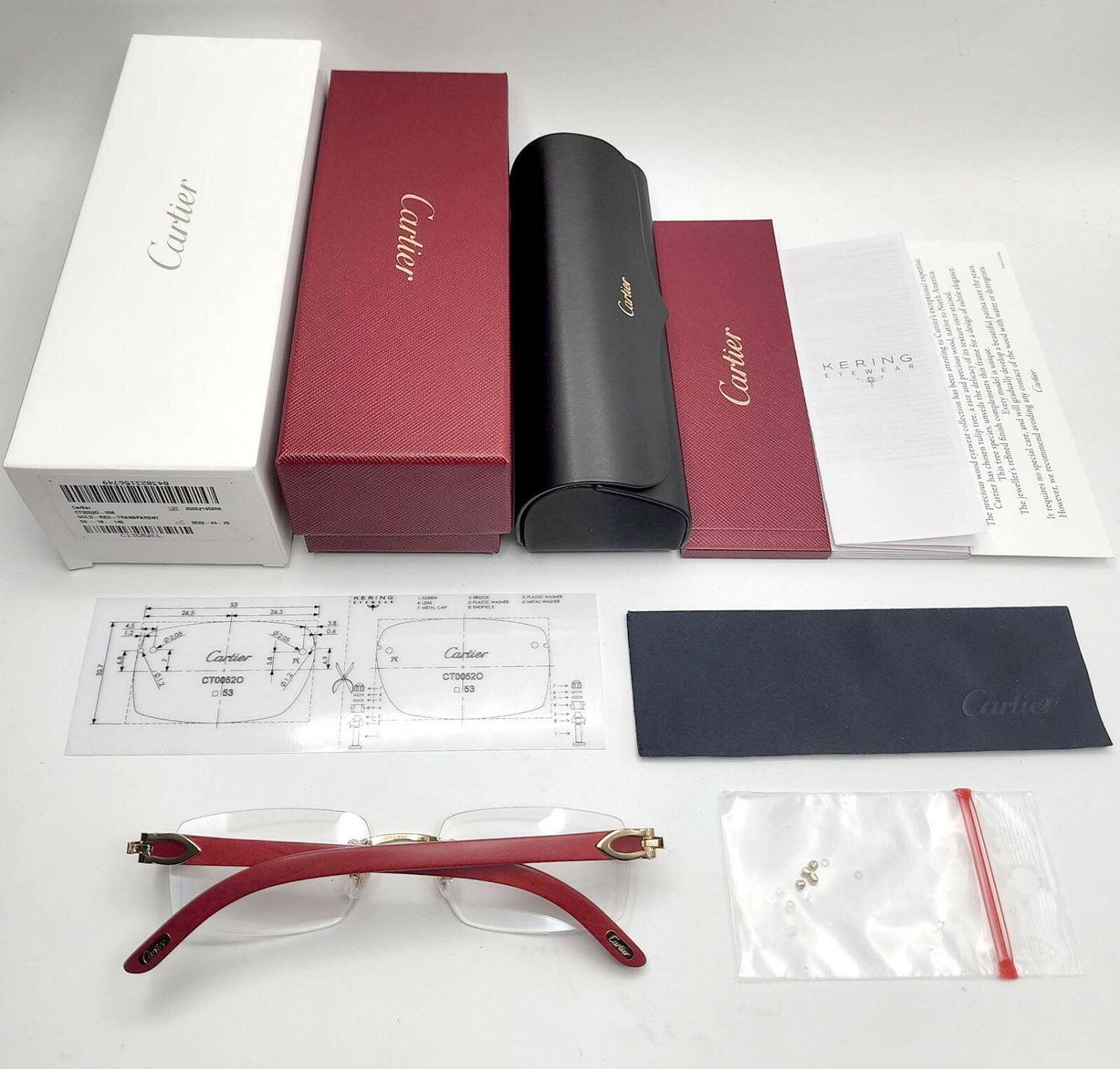 NEW! Cartier Red Wood Gold Glasses CT00520