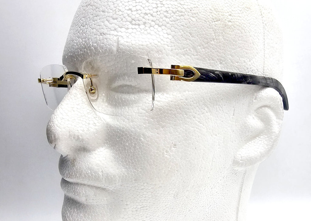 Authentic Cartier Black Buffalo Horn Glasses CT00490 Gold Unisex Luxury Eyewear