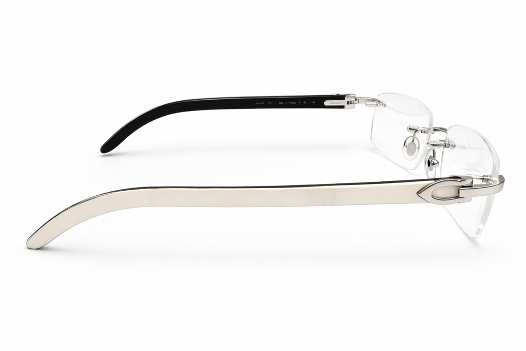 New Authentic Cartier Buffalo Horn Silver White Eyeglasses