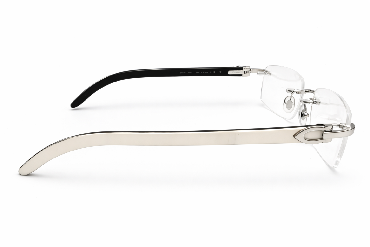 New Authentic Cartier Buffalo Horn Silver White Eyeglasses