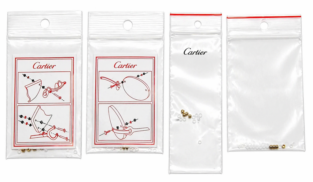 NEW! Auth Cartier Glasses Parts Caps and Bushing  - SILVER - Free Screw Driver