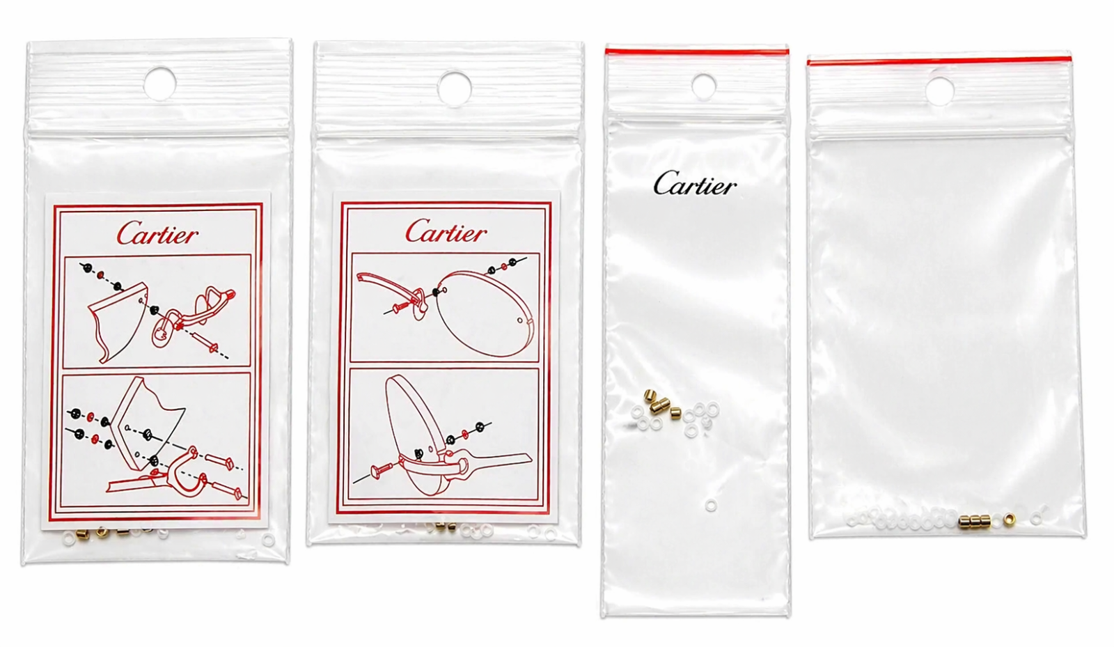 NEW! Auth Cartier Glasses Parts Caps and Bushing  - SILVER - Free Screw Driver