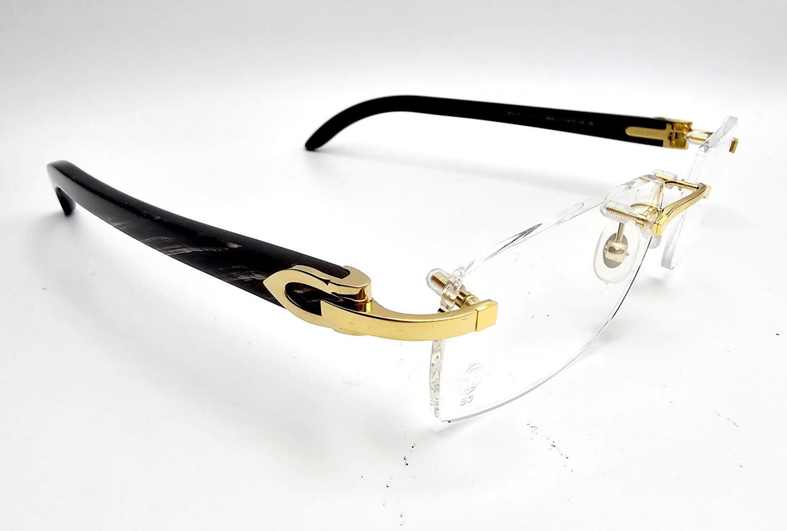 Authentic Cartier Black Buffalo Horn Glasses CT00490 Gold Unisex Luxury Eyewear